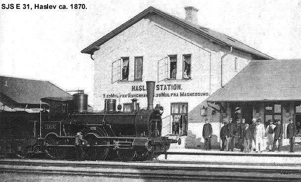 Haslev station 1870 med tog