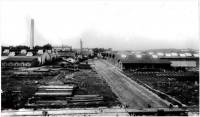 Vulcans fabriksområde ca 1903. Bemærk skydebroen forrest og Maribo Dampmølle bagest til venstre
